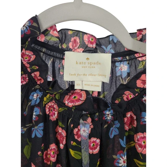 Kate Spade New York Meadow Smock Waist Floral Mini Dress Size XS - Picture 4 of 8